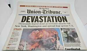 9/11 Devastation 11 de septiembre de 2001 sección de periódicos San Diego Union Tribune - Imagen 1 de 8