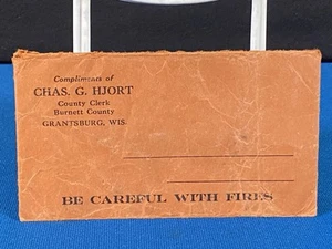 VTG Hunting Fishing Trapping License Envelope Only Grantsburg Wisconsin Lt#28 - Picture 1 of 2