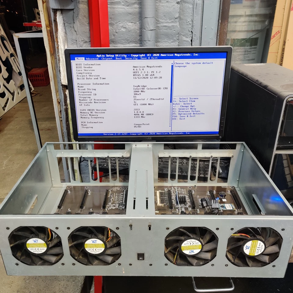 8 GPU Server Case Mining Machine 4GB RAM/2000W PSU/Celeron CPU/CASE WITH FANS - Image 1 of 4