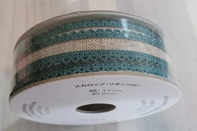 Stampin' Up! Scalloped Linen Ribbon Pretty Peacock 10 yards NEW - Image 1 of 3