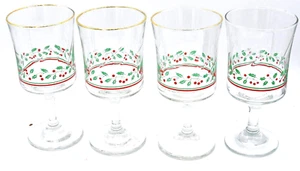 Vintage 1986 Arby's Weihnachten Stechpalme Beere Gläser Weinkelche 4er Set Libbey ** - Bild 1 von 3