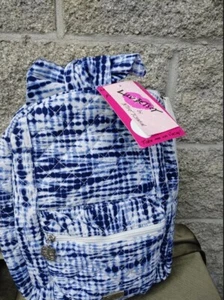 NWTAGS Luv Betsey Johnson Quilted Mod Blue Bow Backpack 2 for 1 w/ travel pillow - Picture 1 of 7