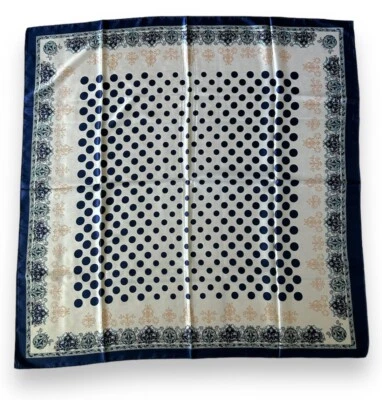 "Bufanda de lunares azul marino 35"" X 35"" bufanda boho beige" Foto 1 de 2
