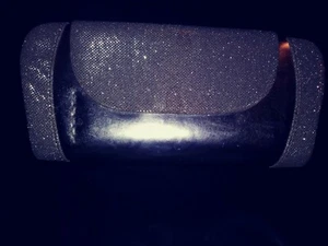 Silver Clutch With Leopard Interior - Picture 1 of 4