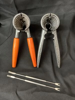 Set Of  2 Heavy Duty Nut Crackers Hand Held Cone Pliers Pecans Walnuts - Image 1 of 4