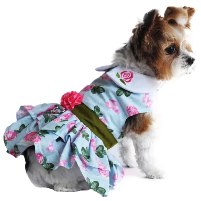 Pink Rose Dog Dress Matching Leash Size - X-LARGE - Image 1 of 4