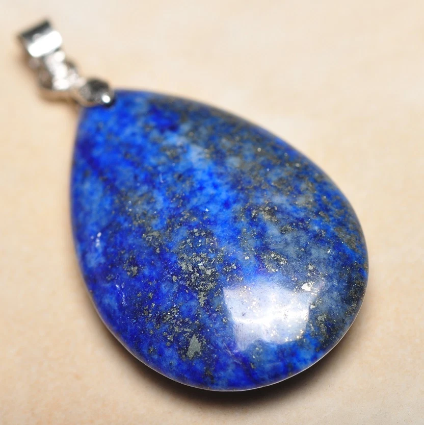 Colgante de piedras preciosas naturales de jaspe lapislázuli pirita azul de 1,5" 18 quilates en peso usado #P12364 Foto 1 de 1