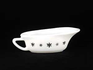 Vintage JAJ Pyrex Gravy / Sauce Boat Gaiety Snowflake - Picture 1 of 4