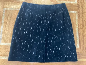 Miss Selfridge Black Suede Laser Cut Mini Skirt UK 10 (more like 8) - Picture 1 of 6