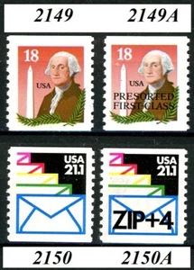 1985 Washington & Envelope 4 Coils Scott's 2149 2149A 2150 & 2150A MNH - Picture 1 of 2