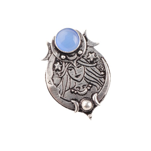 VETEMENTS Collana con ciondolo in argento 925 ossidato occhio di gatto blu scuro originale da donna 1 63"