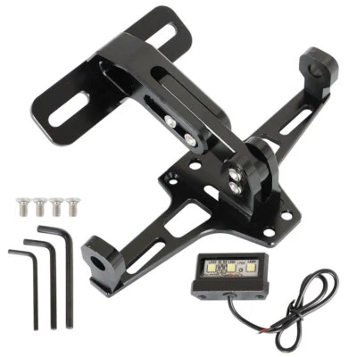 Black Universal Fender Eliminator Tail Tidy License Plate Holder LED Light - Image 1 of 4