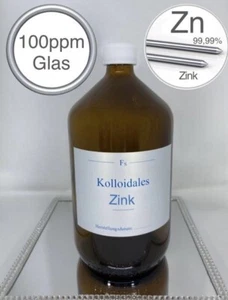 Kolloidales Zink, Zinkwasser, 1000ml, hochrein, hochkonzentriert, 100ppm, frisch - Bild 1 von 8