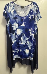Cupio ärmelloses Sommer Long Top / Kleid leuchtende Farben blau geblümt Damen Gr. XL - Bild 1 von 7