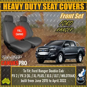 Full Canvas Front Seat Covers for Ford Ranger PX2/PX3: from 06/2015 to 04/2022 - Picture 1 of 7