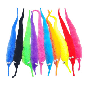 6PCS Magic Filler Trick Twisty Wiggly Worm Furry Teaser Fun Party Toy Gift Bag
