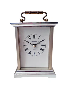 Vintage 1980er President Messing Quarz Kutschenuhr Made in Germany sehr guter Zustand - Bild 1 von 3