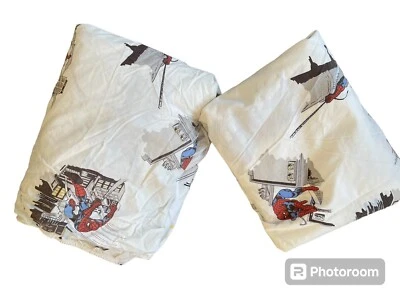 Juego de sábanas dobles de algodón Pottery Barn Kids Spiderman Marvel Comics - planas y ajustadas Foto 1 de 4