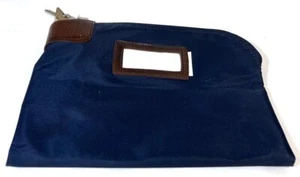 VINTAGE LOCKING NIGHT DEPOSIT BANK MONEY BAG SEVEN PIN TUMBLER MMF IND WHEELING - Picture 1 of 9
