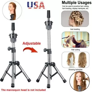 Wig Holder Stand Adjustable Tripod Manikin Mannequin Head Hairdressing Training - Picture 1 of 12