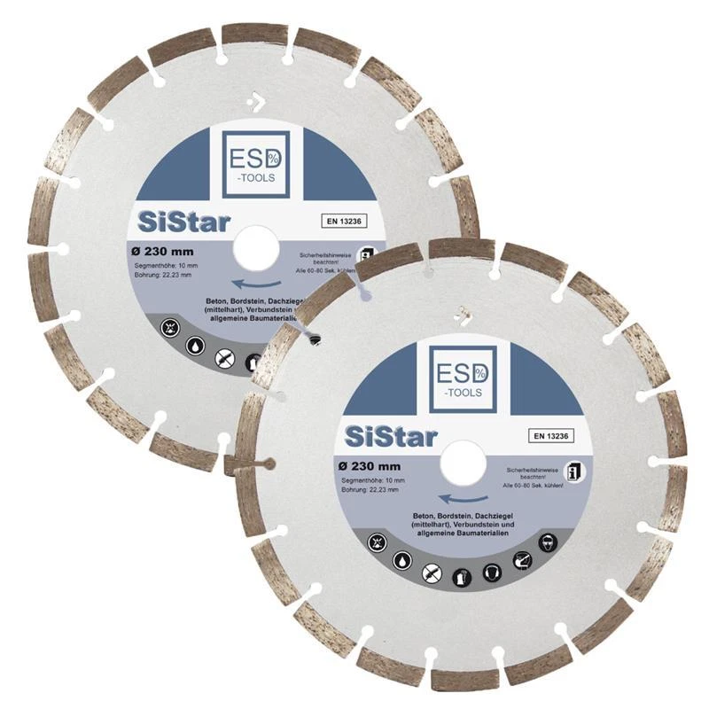 2 Stück Diamanttrennscheibe SiStar Ø 230 mm Beton Trennscheibe 10 mm Segmenthöh - Bild 1 von 1