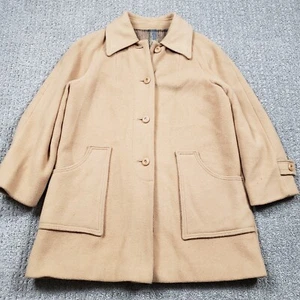 Vintage 1960s Wool Chore Coat Womens Medium PASSPORT Camel Blanket Lined Jacket - Picture 1 of 11