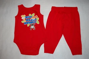 Baby Boys WILD ABOUT MOMMY Bodysuit Tank Top MONKEY TIGER Red Knit Pants 3-6 MO - Picture 1 of 1