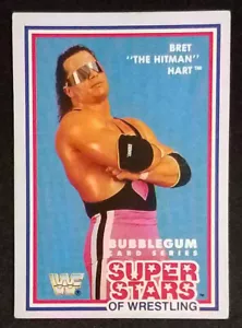 1989 MSL WWF Series 1 #1 Bret Hit Man Hart Super Stars Wrestling VG-EX (crease) - Picture 1 of 3
