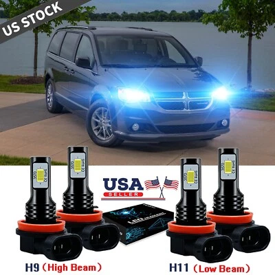 4PCS LED Headlight Hi/Lo Bulbs For Dodge Grand Caravan 2011-2019 2012 2013 2016 - Image 1 of 4