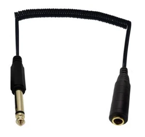 6.35mm Mono Coiled Audio Extension Cable, Male to Female - 0.8m - Picture 1 of 4