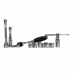 Juego de enchufes y accesorios poco profundos métricos Superlock unidad de 3/8" 22 piezas herramientas profesionales de EE. UU. - Imagen 1 de 3