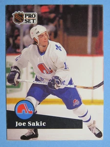 HOCKEY Trading Card 1991 Pro Set #199 Joe SAKIC, Quebec Nordiques Center - Foto 1 di 2