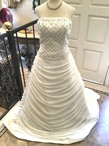 BELLISSIMA COUTURE NEW Wedding dress Bridal ball gown up Ivory chiffon 8 US - Picture 1 of 8