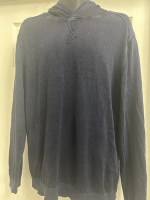 John Varvatos 连帽衫男式蓝色套衫棉质 XL — 第 1/4 张图片