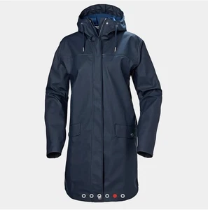 Helly-Hansen Impermeabile Antivento Impermeabile con Cappuccio Muschio Donna Navy Large Nuovo - Foto 1 di 10