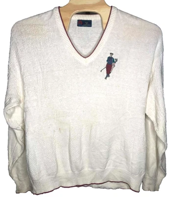 Suéter de Colección Isla de Algodón para Hombres XL Texturizado Tejido Cuello en V Pullover EE. UU. Golf Thrash Foto 1 de 4