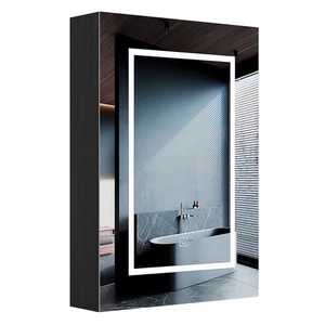 Badezimmerspiegelschrank Spiegelschrank bad mit beleuchtung und Ablage schwarz - Bild 1 von 9