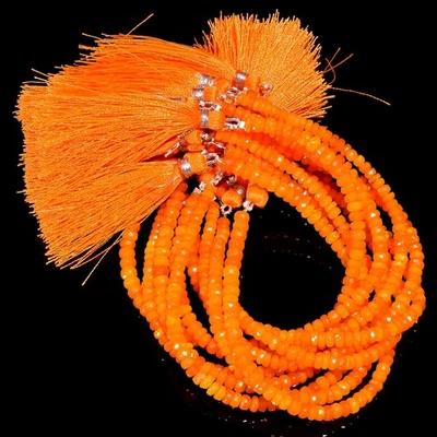 Orange Ethiopian Opal Gemstone Rondelle Faceted Beads 3X3 5X5mm Strand 8" UGB719 - Image 1 of 4