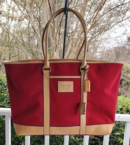Coach Tasche 5968 Vintage XL rot Canvas mit Vachetta Lederbesatz - Bild 1 von 20