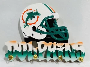 Custom Made Miami Dolphins NFL Football Wooden 4 Hook Wall Key Holder FAST SHIP! - Picture 1 of 6