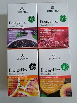 Arbonne Energy Fizz - 4 Boxes - 4 Flavors - Ginseng Fizz Sticks - EnergyFizz  - Image 1 of 2