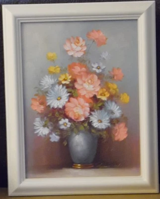 Pintura al óleo original de Robert Cox X2 flores enmarcadas firmadas DE COLECCIÓN HALLAZGO PATRIMONIAL Foto 1 de 4