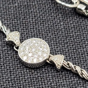 Pulsera de diamantes de imitación de cristal tono plata cadena palanca 7 pulgadas - Imagen 1 de 7