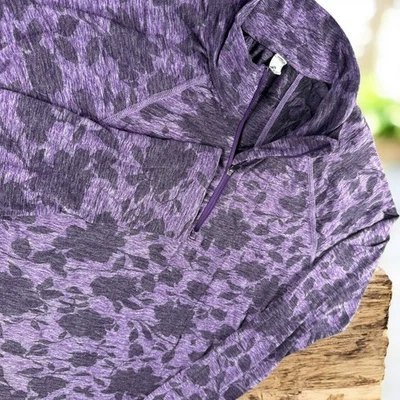 Pullover Athleta Mujer S Púrpura Floral Camisa 1/4 Cremallera En Todas Partes Arte Geométrico Top Foto 1 de 4