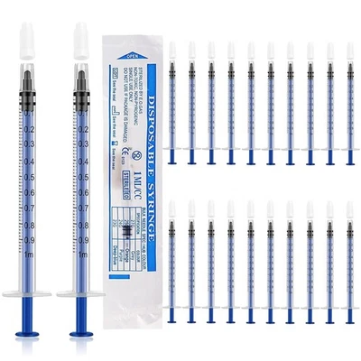 20 Pcs 1ml Syringes HXC Colostrum Collection Kit Plastic Syringes With Caps 1 ml