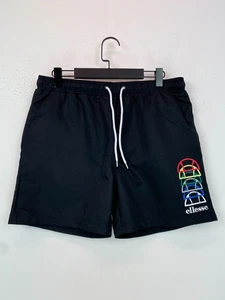 Ellesse Black Solid Swim Shorts Mesh Lining Drawstring Logo Print L NEW - Picture 1 of 10