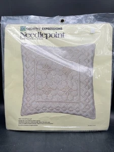 1979 CREATIVE EXPRESSIONS Needlepoint Kit - SNOWFLAKE PILLOW 14.5" Square #X3108 - Picture 1 of 3