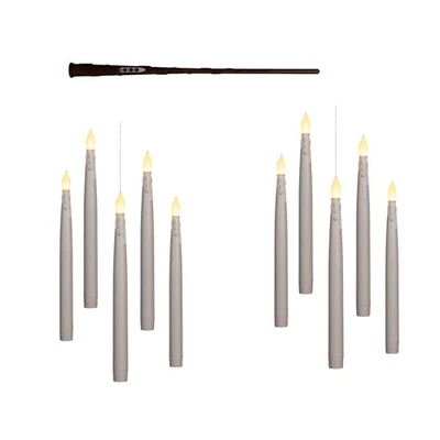 schwebende LED Kerzen weiß-creme 10 Stück Zauberstab Fernbedienung 15cm Timer - Bild 1 von 3