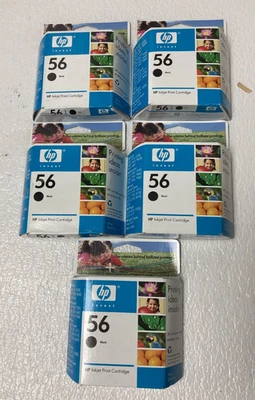 Set of 5 New Genuine HP 56 Black Ink Cartridge- DeskJet 450 5150 Exp 2007 - Image 1 of 4