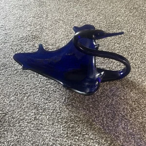 Vintage Kobaltblau Kunst Glas Schwan Herzstück Schüssel Schale 10x7x5,5 Zoll Fenton? - Bild 1 von 4